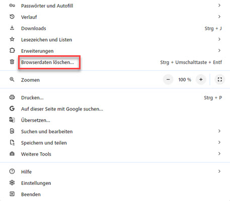 Chrome Browserdaten löschen