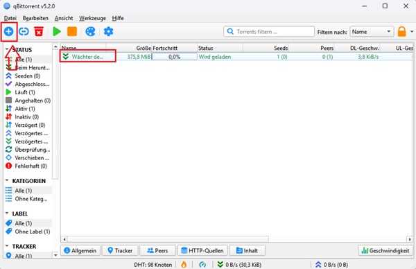 Datei zu qBittorrent hinzufügen