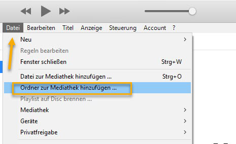 Dateien zu iTunes hinzufügen