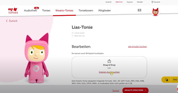 Audible auf Tonie hochladen