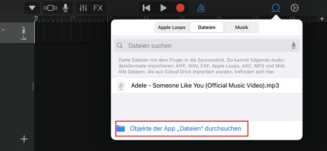 YouTube-Musik zu GarageBand hinzufügen