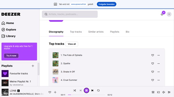 Deezer-Musik herunterladen mit Apowersoft online Audio Recorder