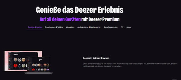 Deezer unterstützte Geräte