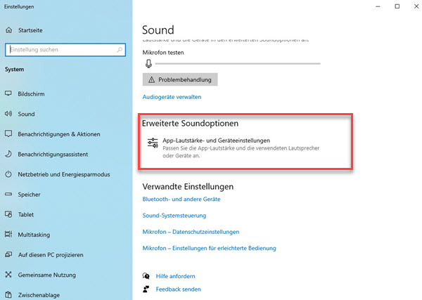 Erweiterte Soundoptionen