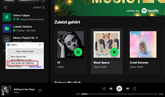 Spotify Werbung ausschalten mit EZBlocker