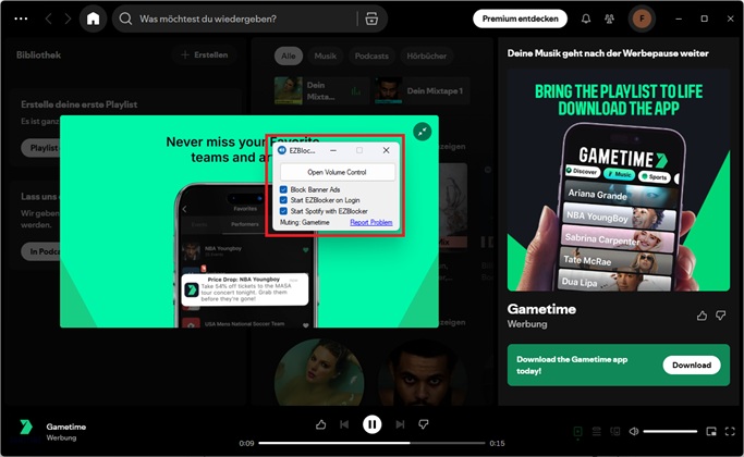 Spotify Werbung blocken mit EZBlocker