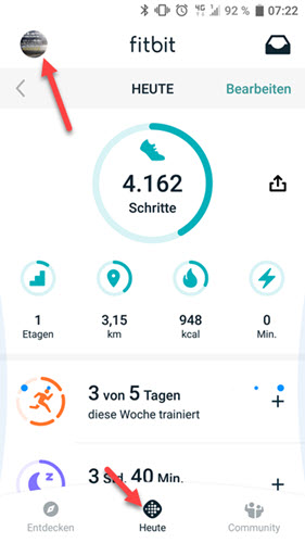 Fitbit App Profilbild