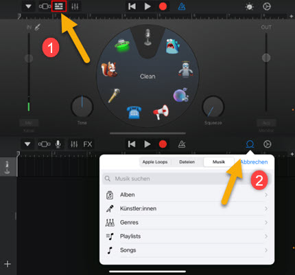 GarageBand iTunes Musik hinzufügen