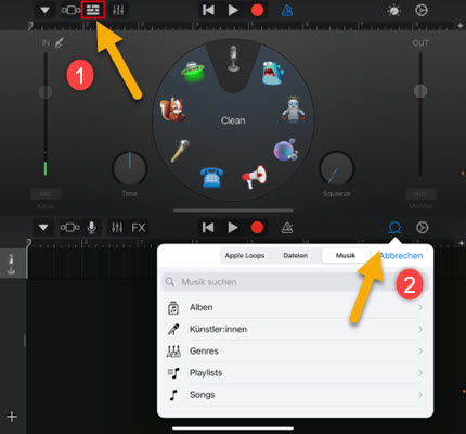 GarageBand Musik hinzufügen
