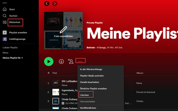 Spotify geladene Songs löschen