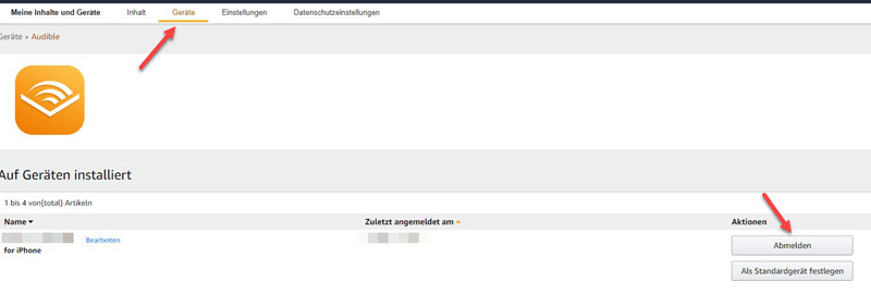 Geräte abmelden bei Amazon