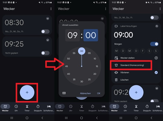 Wecker mit Google Uhr einstellen