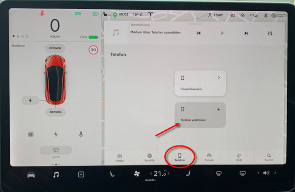 Handy mit Tesla verbinden
