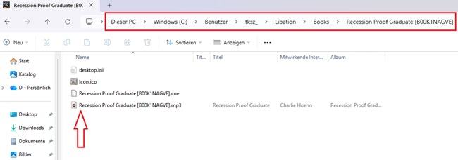Heruntergeladene Audible Dateien anzeigen über Libation