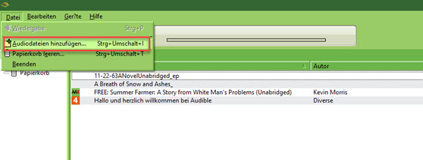 Audible Hörbuch zu AudibleManager importieren