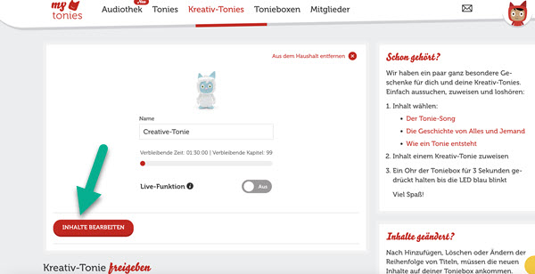 Inhalte bearbeiten Kreativ Tonie