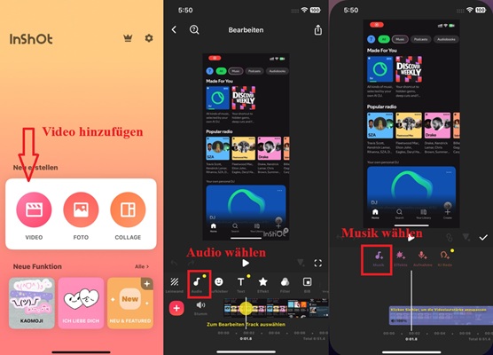 Musik zu Inshot hinzufügen