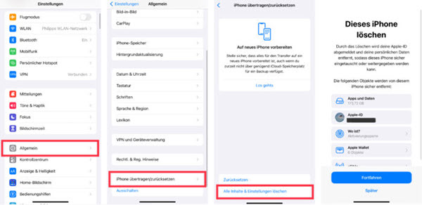 iPhone alle Inhalte & Einstellungen zurücksetzen