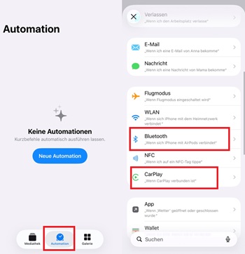 CarPlay- und Bluetooth-Automationen auf dem iPhone prüfen