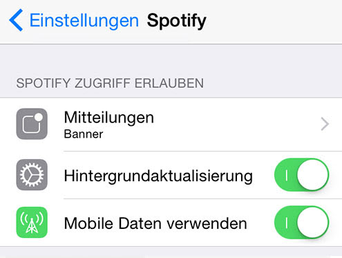 Hintergrundaktualisierung für Spotify aktivieren