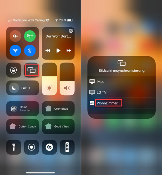 Spotify auf Apple TV streamen via Airplay auf dem iPhone