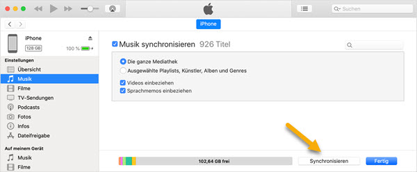 iPhone mit iTunes synchronisieren