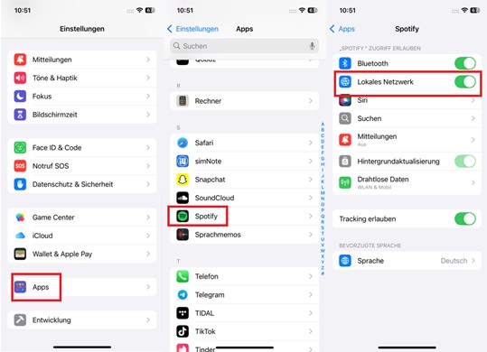 Spotify lokales Netzwerk in iPhone