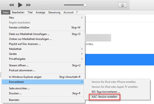 iTunes AAC Version erstellen