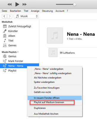 iTunes Playlist auf Medium brennen