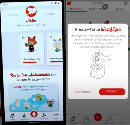 Kreativ-Tonies hinzufügen auf Handy