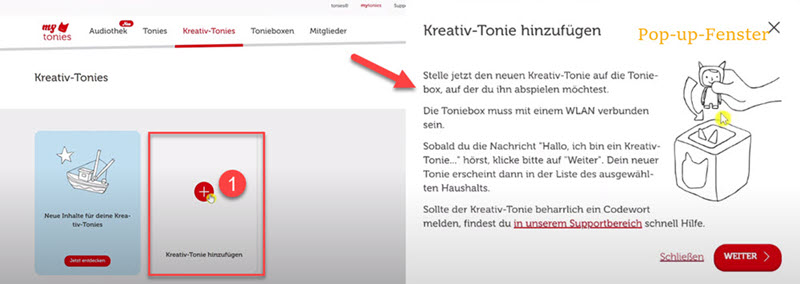 Kreativ Tonie hinzufügen