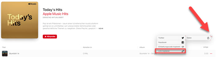 Apple Music Songlink kopieren