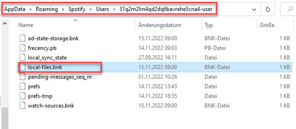 Spotify local-files.bnk löschen