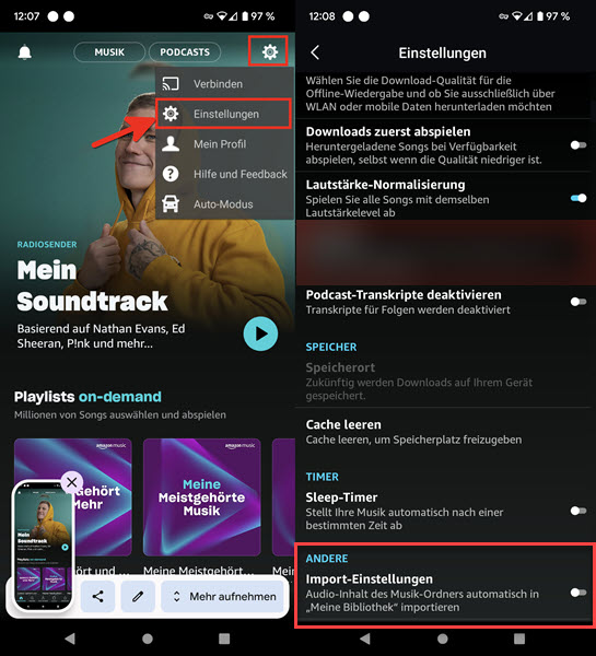 Lokale Spotify Playlist zu Amazon übertragen