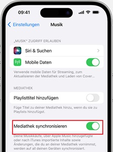 Mediathek synchronisieren aktivieren