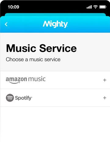 Mighty Spotify Musikdienst wählen