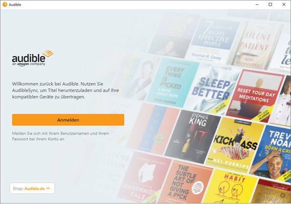AudibleSync mit Audible Konto anmelden