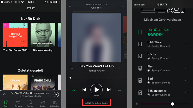 Spotify mit Sonos verbinden via Spotify Connect