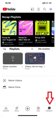YouTube Music Recap bei der YouTube App