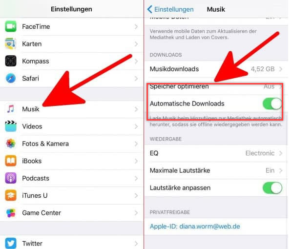 iPhone Musik App automatische Downloads
