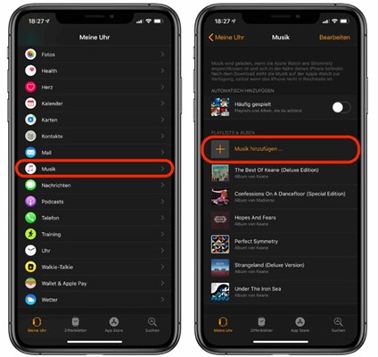 Spotify Musik auf Apple Watch hinzufügen