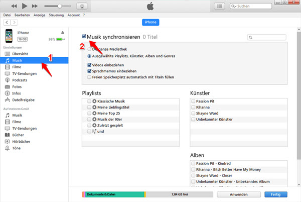 Spotify Songs auf iPhone synchronisieren