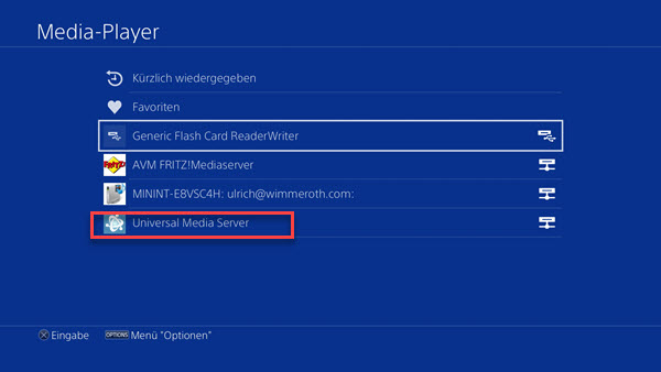 Apple Music auf PS4 abspielen über DLNA Media Server