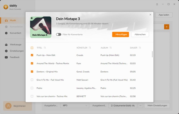 Sidify Spotify Music Converter Musik hinzufügen