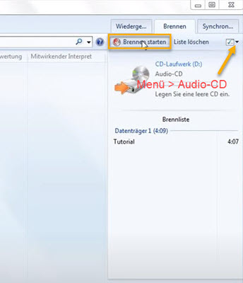 Apple Music Songs auf CD brennen mit Windows Media Player