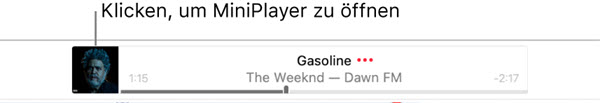 Musik Mini Player auf dem Mac