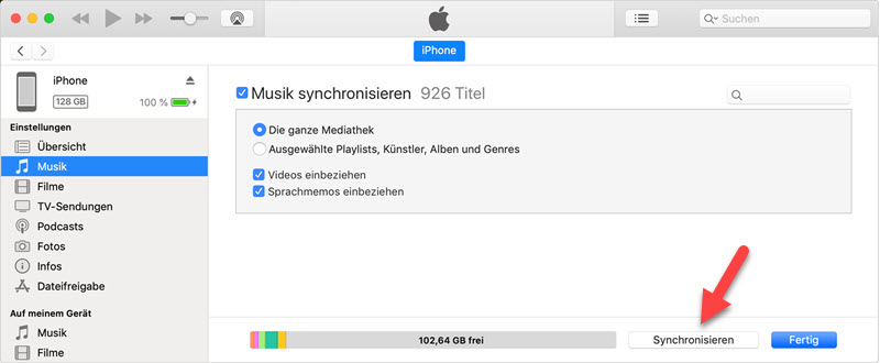 Spotify Musik mit iPhone synchronisieren