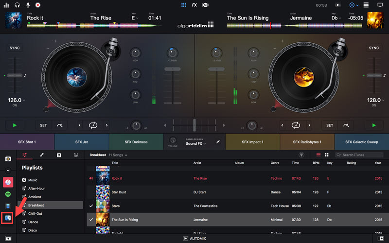 Spotify Musik vom Mac auf Djay Pro importieren