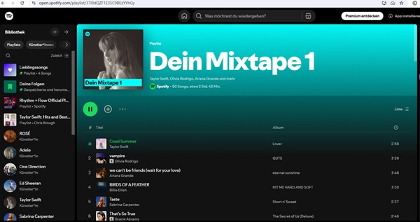 Musik von Spotify Web Player wiedergeben