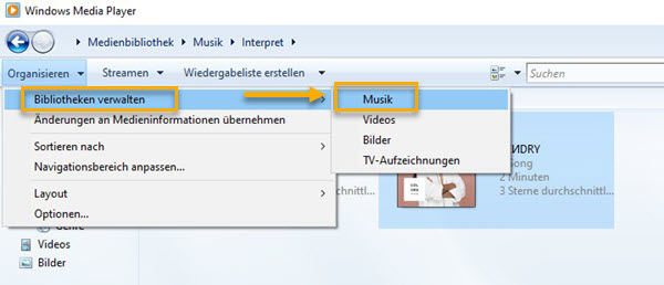 Musik zu Windows Media Player importieren